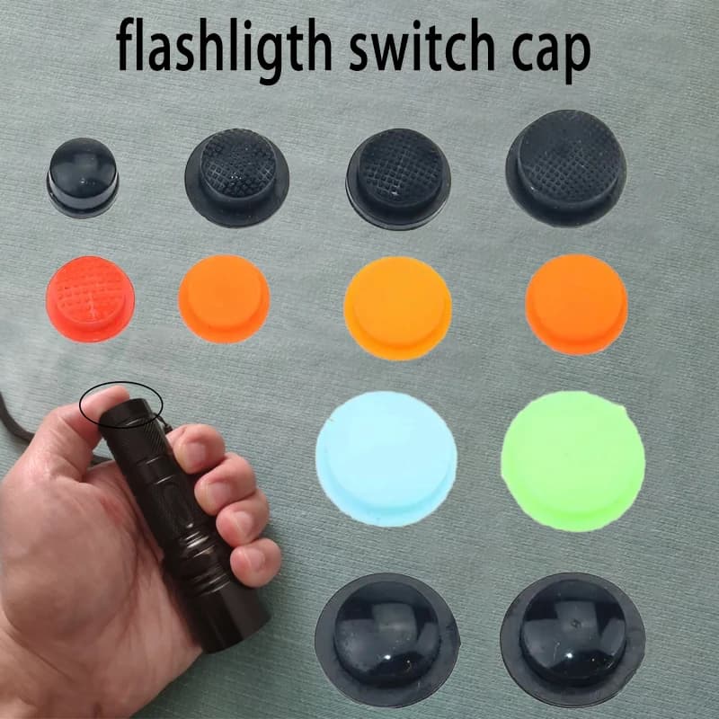 Pulsante interruttore impermeabile a coda da 2 pezzi Pulsante in gomma LED Ricarica Luce forte Pulsante torcia Accessori Tappo in gomma sigillante