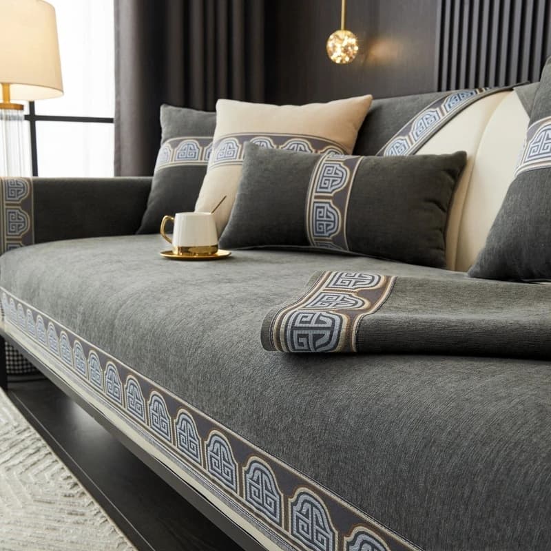 Vintage-inspired solid lashes cover for living room for all seasons Anti-slip sofa covers, sofa towel