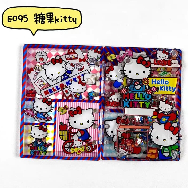 A7 Sanrio Hello Kitty Little Twin Stars Gudetama Quaderno a Fogli Mobili in Acrilico Creativo con Funzione Dondolo, Diario, Regalo per Amici per le Vacanze