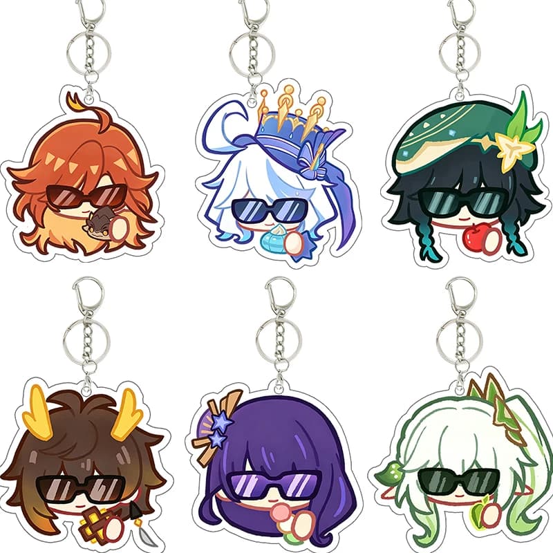Mavuika Furina Genshin Impact Venti Acrylic Kawaii Keychain Wallet Pendant Cartoon Decoration Accessories Commemorative Gift