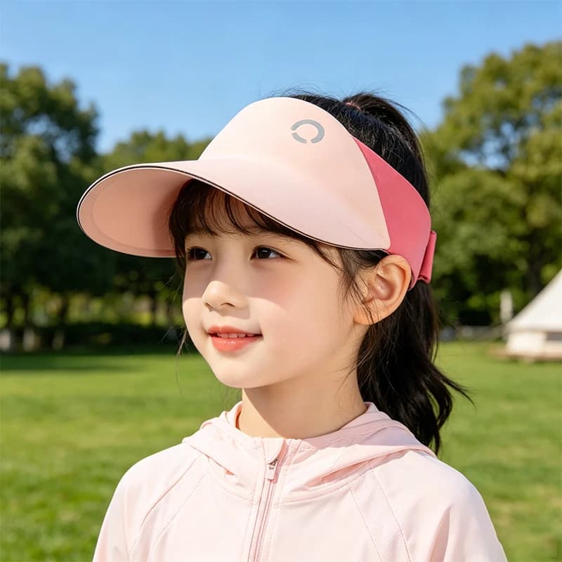 Adjustable Kids UV Protection Sun Visor Lightweight Quick-Dry Breathable Cap with Elastic Strap for Sports And Outdoor Activitie
