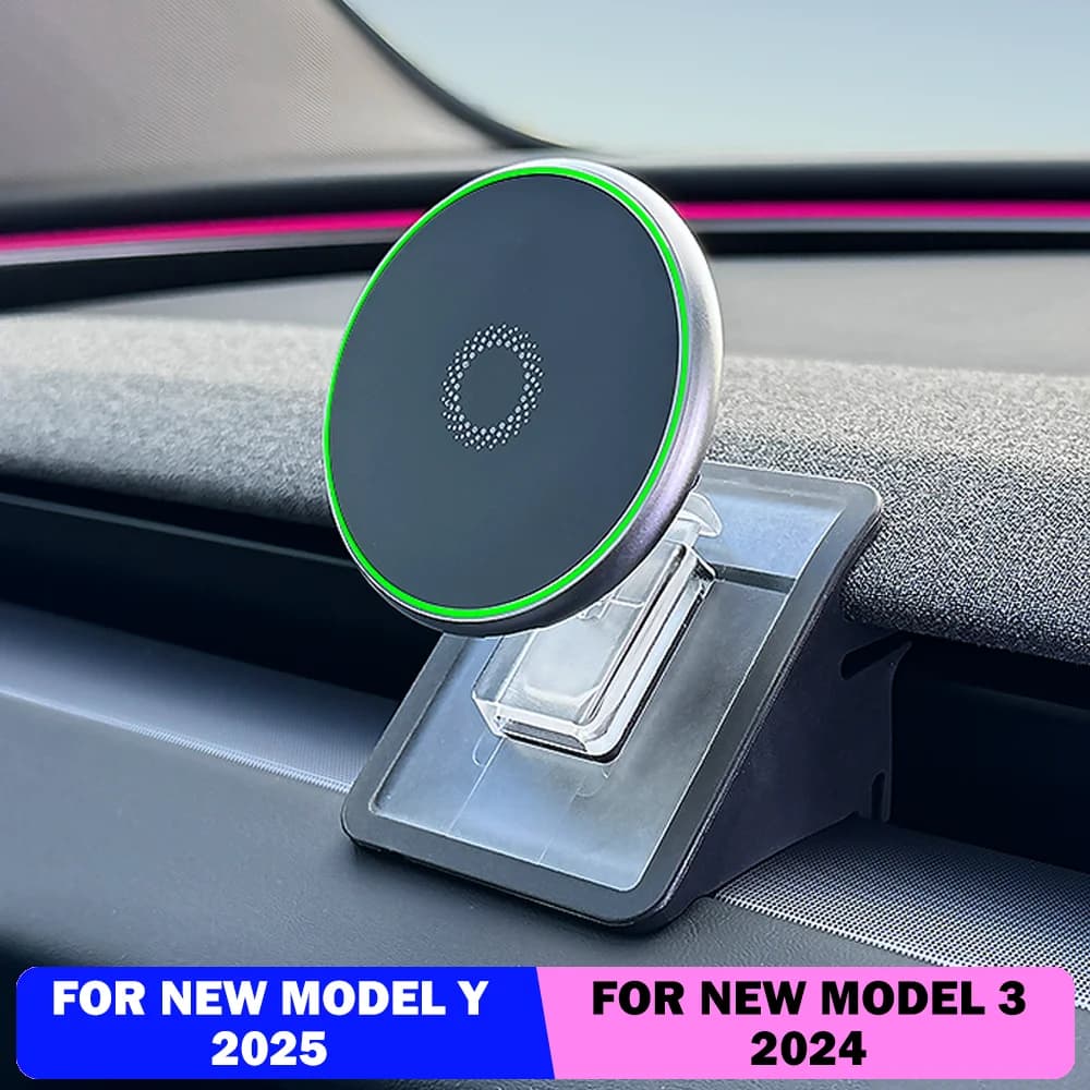 Supporto Magnetico per Telefono Compatibile con MagSafe per iPhone, Caricatore Wireless Veloce 15W per Tesla Model Y Lancio 2026 Highland