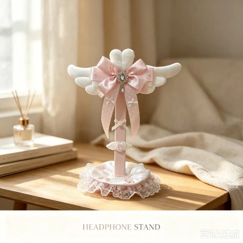 Pink Headphone Stand Custom Cute Gaming Accessories Cute Headphone Display Storage Rack Desktop Headphone Accessories