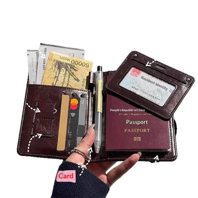 【DY】New Retro Leather Card Case Passport Holder Cover Wallet Travel Accessories For Women Men