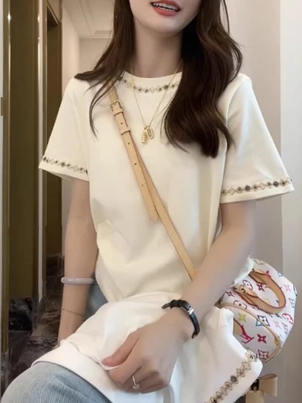 New Chinese Style Loose Cotton Short Sleeve T-Shirt Women's plus Size Summer Slimming Beautiful Top Comfortable Korean Version