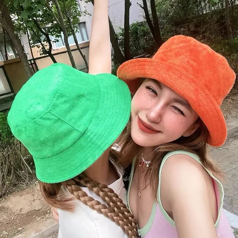 Semplice asciugamano in spugna cappello da pescatore primavera autunno Outdoor Panama Sun cappello da pescatore Unisex Candy Pure Color Fashion Cap