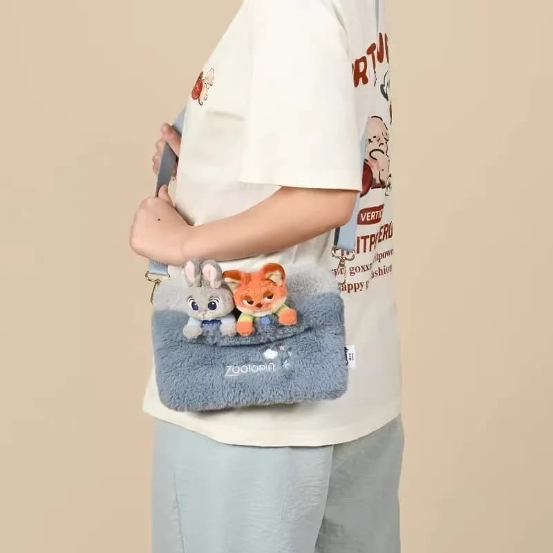 Borsa a Tracolla Anime Zootopia 2, Zaino Cartoon Judy Nick di Grande Capacità, Borsa a Mano con Cerniera, Regalo