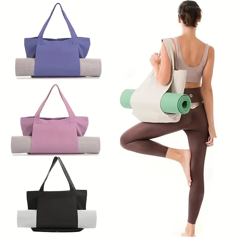 Multi‑Purpose Yoga Bag Yoga Mat Storage Tote Large Capacity Portable Canvas Storage Bag for Fitness Pilates Outdoor Exercise