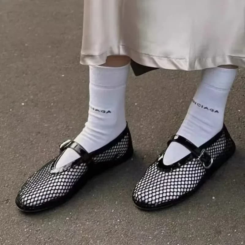 Sandali ballerine in rete da donna Scarpe da passeggio casual traspiranti per donna Ballerina a rete Sandali comodi Scarpe con punta tonda