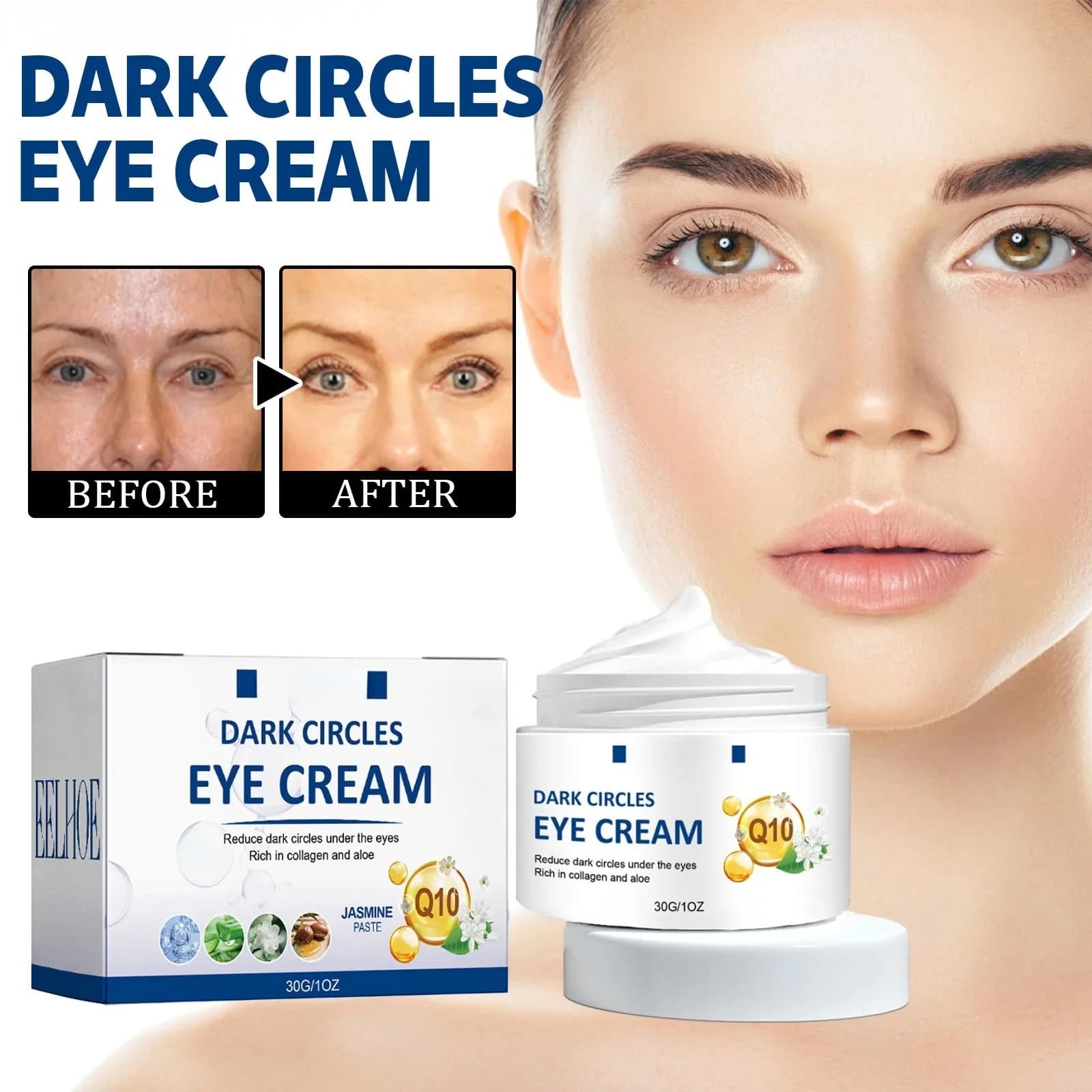 Crema Contorno Occhi al Collagene Effetto Lifting e Rassodante: leviga le rughe, riduce le occhiaie, idrata e illumina la zona degli occhi. Prodotto per la cura della pelle.