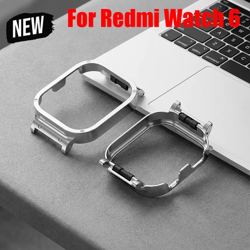 Guscio di protezione per le orecchie con struttura in metallo per cinturini Redmi Watch 6, paraurti sostituibile per accessori per custodia Redmi Watch 6