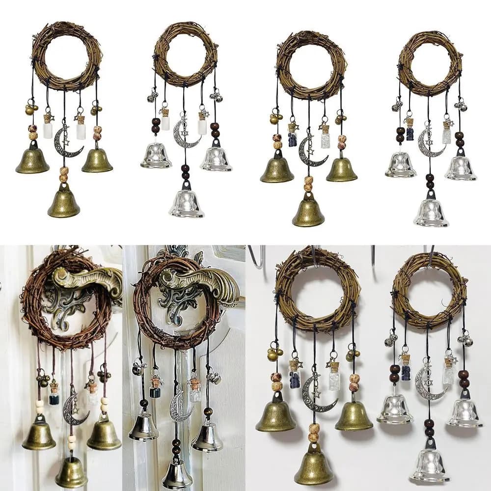 Witch Bells Magical Wind Chimes Banish Evil Crystal Quartz Hanging Pendant Decor