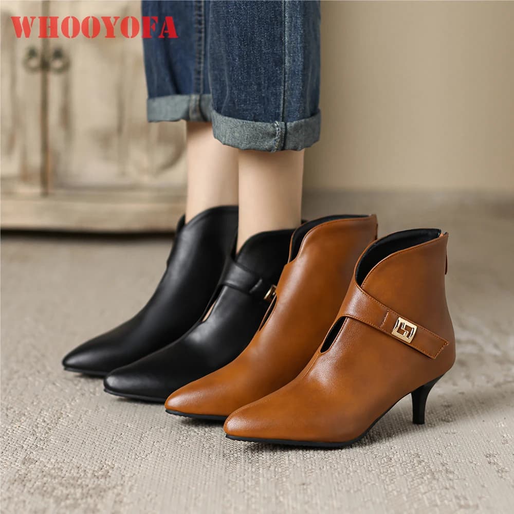 2026 New Spring Mature Black Yellow Women Ankle Boots 6cm High Thin Heels Lady Formal Shoes Plus Small Big Size 10 32 42 45 48