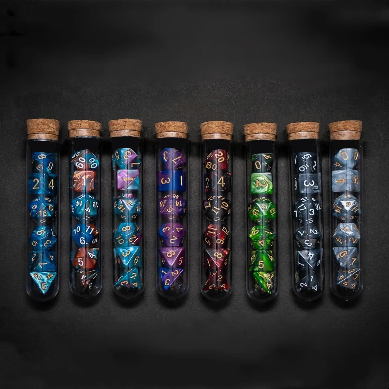 Set di dadi D&D COC poliedrici trasparenti 7 pezzi/set Pallone per pozioni fantasy DnD RPG | Set di dadi Dungeons and Dragons per giochi da tavolo