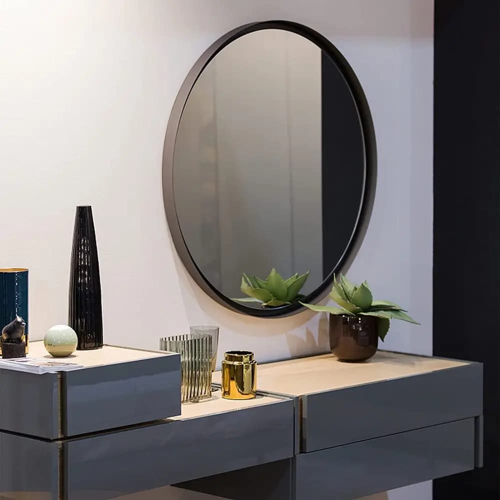 Specchio da Bagno Rotondo da 24 Pollici con Cornice in Metallo Nero, Specchio Circolare da Parete per Bagno e Arredamento Casa