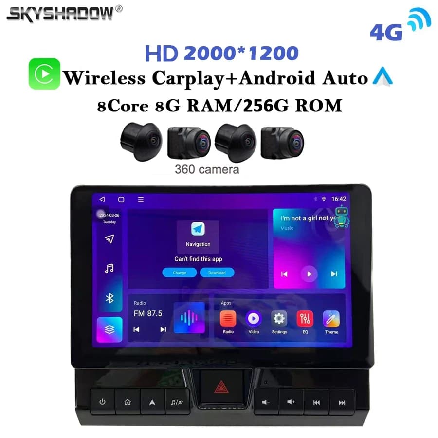 9” 2K Carplay Auto Android 14.0 12G+256G 4G LTE Car DVD Player Radio GPS WIFI Bluetooth For Toyota Cruiser LC70 LC72 LC76 LC79
