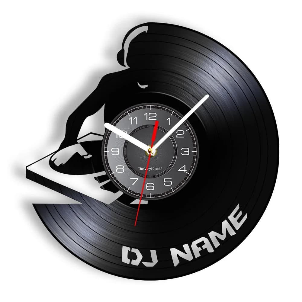 DJ Personalized Name Wall Clock Customized Name Music Deejay Job Vinyl Album Re-purposed Record Clock Unique Music Retro Gift