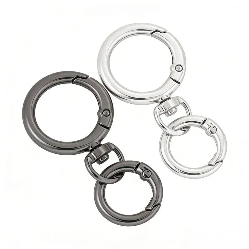 2Sets Round Spring Snap Carabiner Clip O Rings Swivel Trigger Hook Metal Clasps Keychain for Handbag Lanyards DIY Crafts