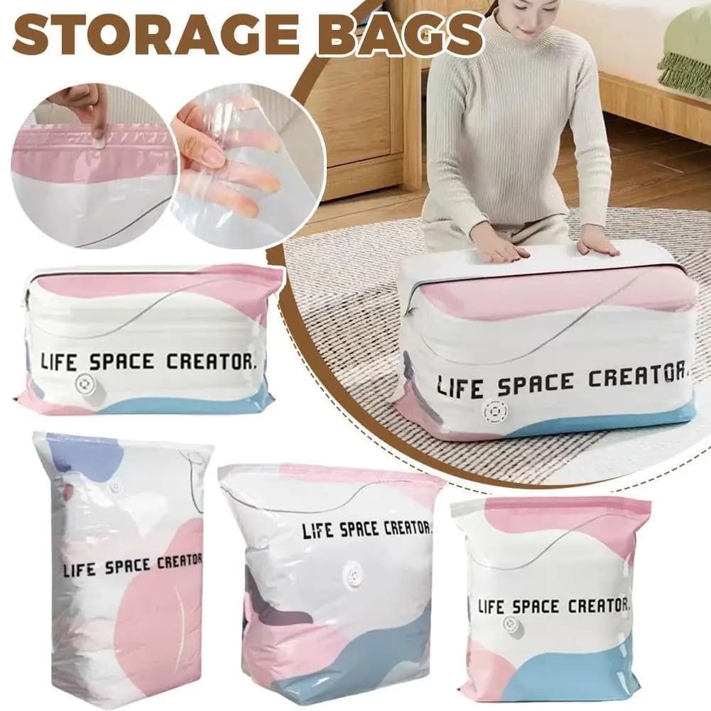 New Premium No-Pump Large Capacity Vacuum Storage Bags Space Saver Compression Bags For Clothes Blankets Vacuum Storage Bag