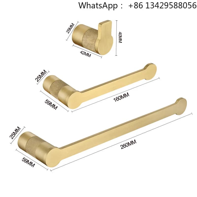 Set Portasciugamani in Acciaio Inox Spazzolato Oro, Montaggio a Parete