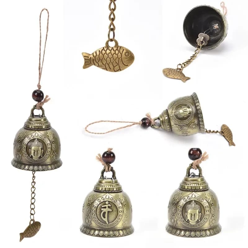 Gift Crafts for Good Luck Lucky Blessing Feng Shui Wind Chime Buddha Statue Pattern Bell Fortune Home Car Hanging Decor