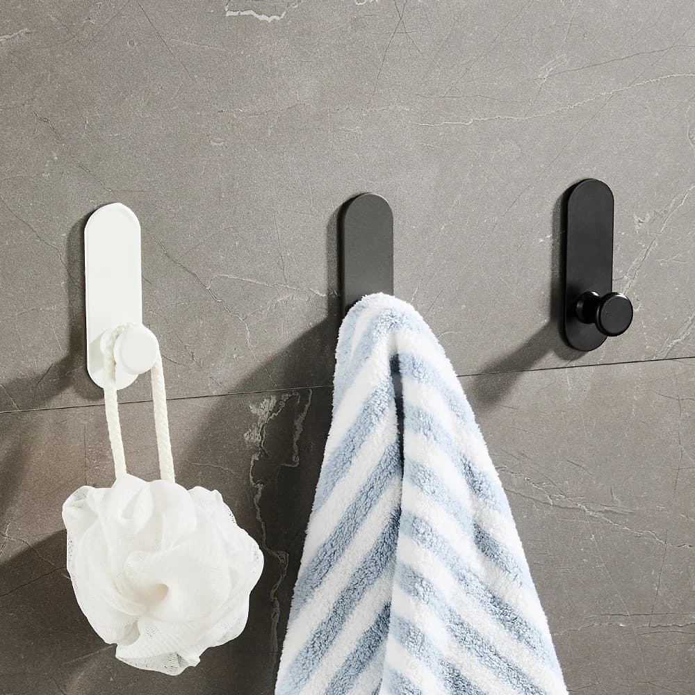 1-5Pcs Strong Adhesive Wall Hook Sticker Hanging Coat Rack Clothes Hanger Shower Robe 3M Hook Kitchen Bathroom Towel hooks Black