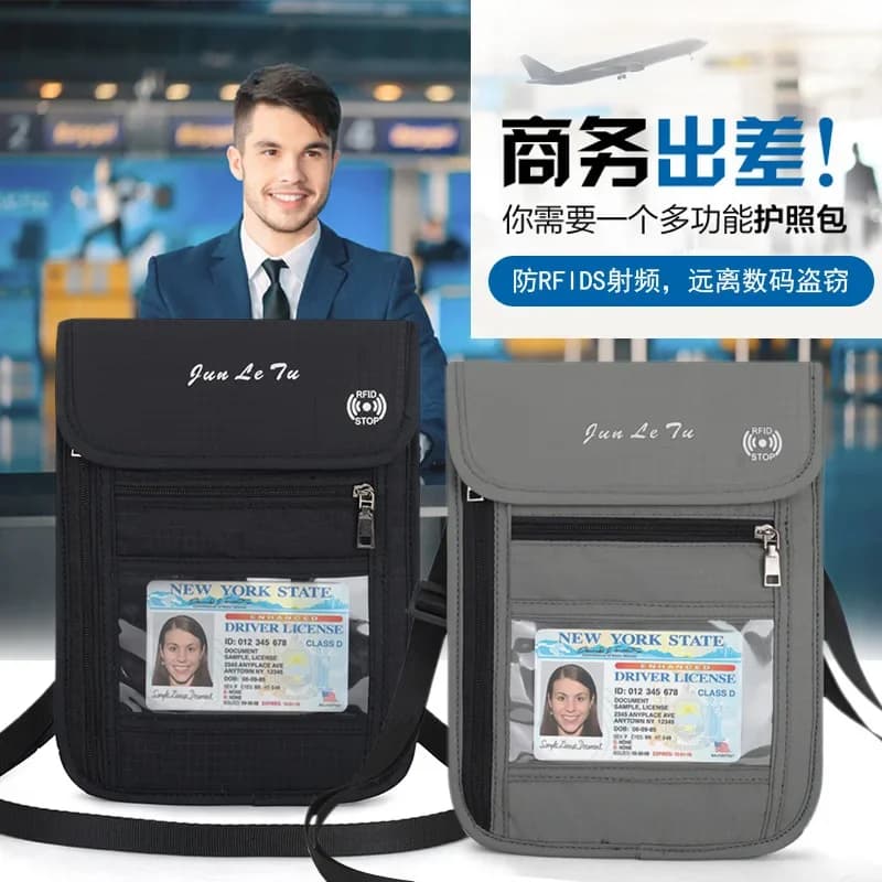Borsa per passaporto da viaggio borsa per documenti multifunzione porta passaporto trasparente impermeabile borsa per documenti RFID custodia protettiva per biglietti