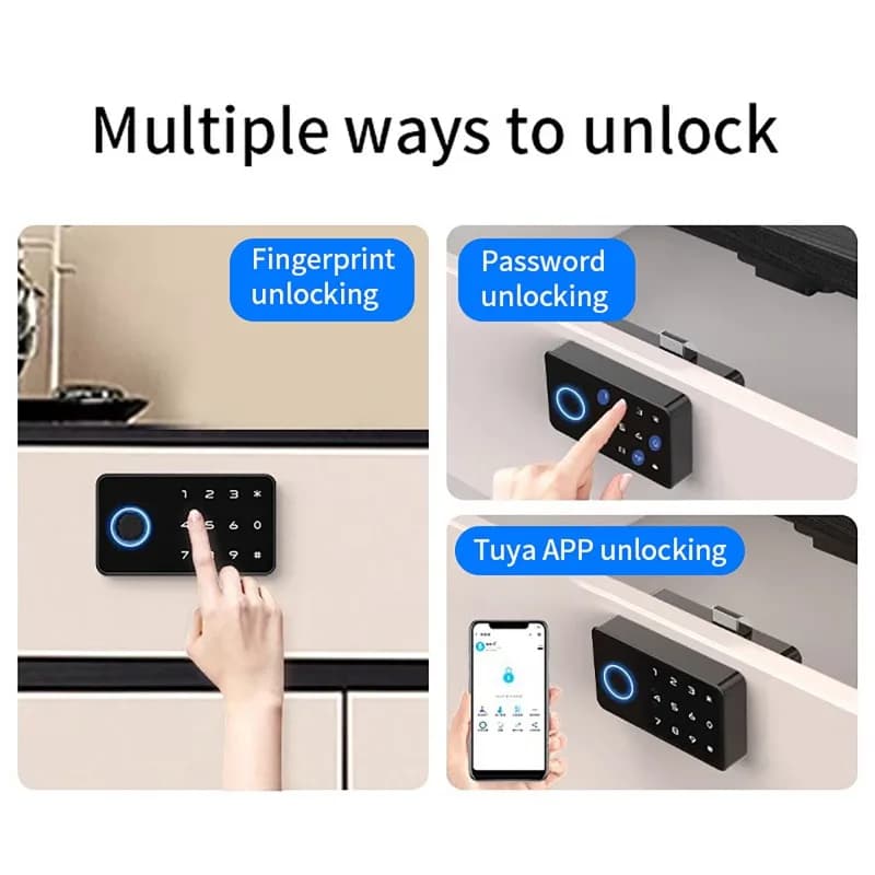 Tuya Smart Cassetto Armadietto Serratura invisibile App Telecomando Bluetooth Blocco cassetto Scheda IC Sblocco Blocco impronte digitali PasswordLock
