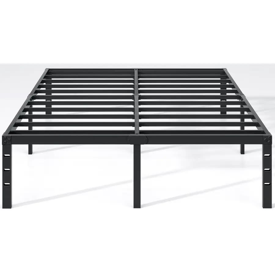 Double bed frame with storage space, sturdy and durable base, easy to mount, does not require spring net, black