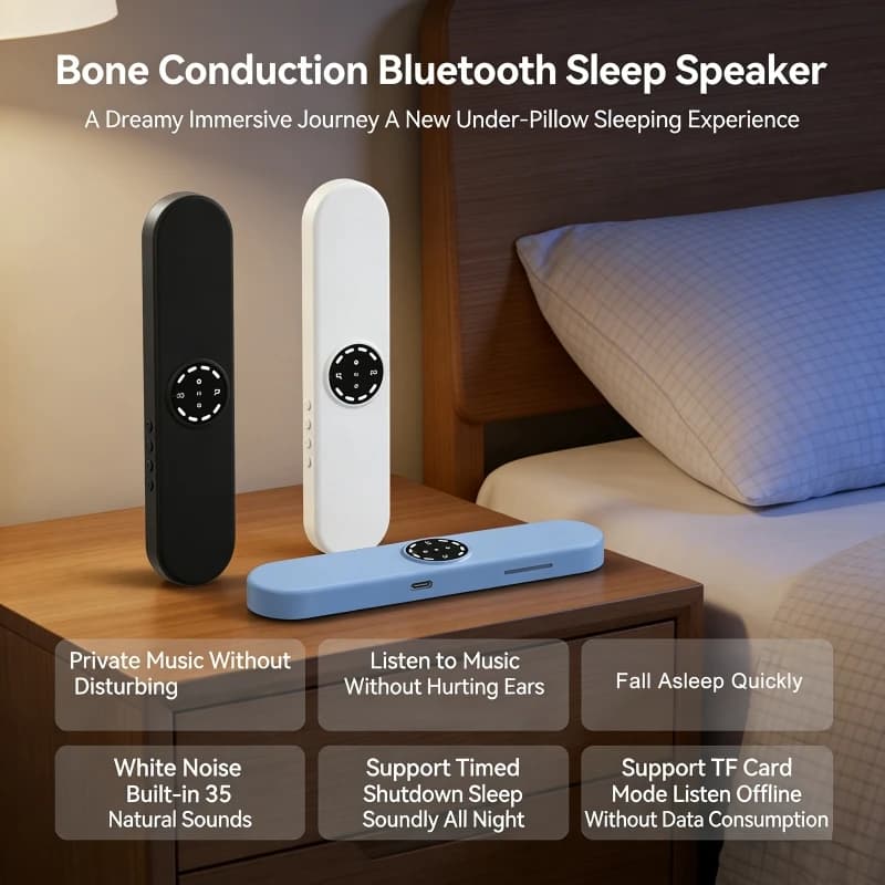 Bluetooth Speaker for Sleep with Display Screen, Integrated White Rumor, TF Card Reader, Portable Device for Sleep Help