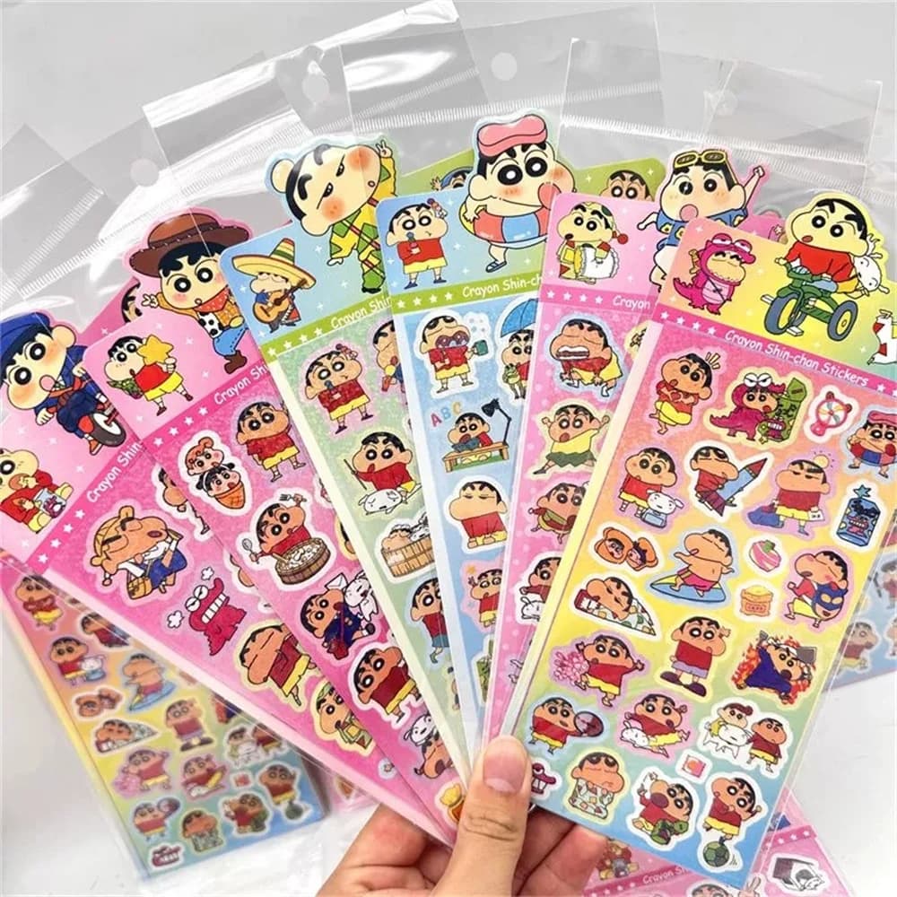 Set di Adesivi Crayon Shin-chan, 20 Fogli, Giocattoli Regalo, Etichette Kawaii Anime per Diario, Scrapbook, Telefono, Laptop, Bottiglia d'Acqua, Decorazioni