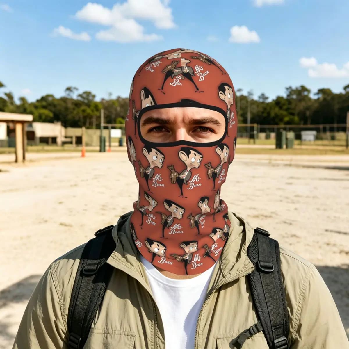 Mr. Bean Cartoon Breathable Thin Balaclava Full Face Mask Sun Protection Neck Gaiter For Motorcycle Cycling Fishing Outdoor