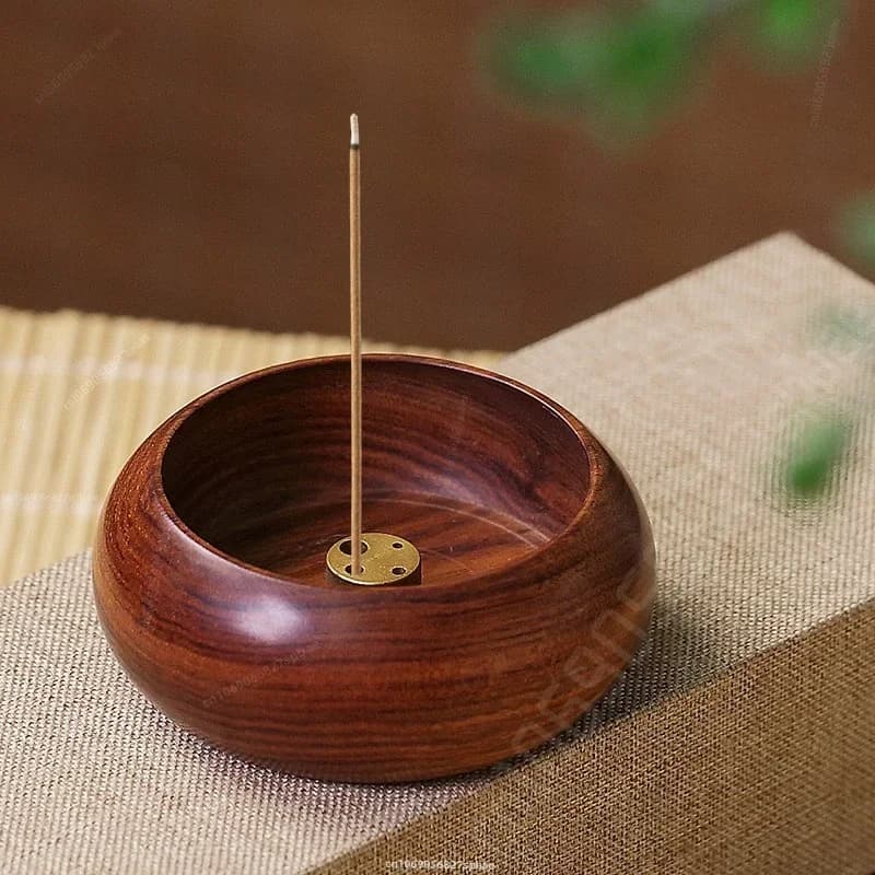 Mini bruciatore di incenso in palissandro a forma di ciotola Porta bastoncini di incensiere in legno per la decorazione domestica Meditazione Aromaterapia Zen Aroma naturale