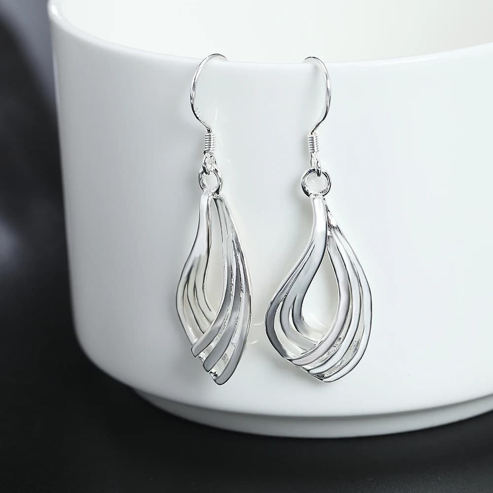 Orecchini in Argento Sterling 925, Gioielli Eleganti da Donna, Design a Spirale Ondulata, Regalo di Natale