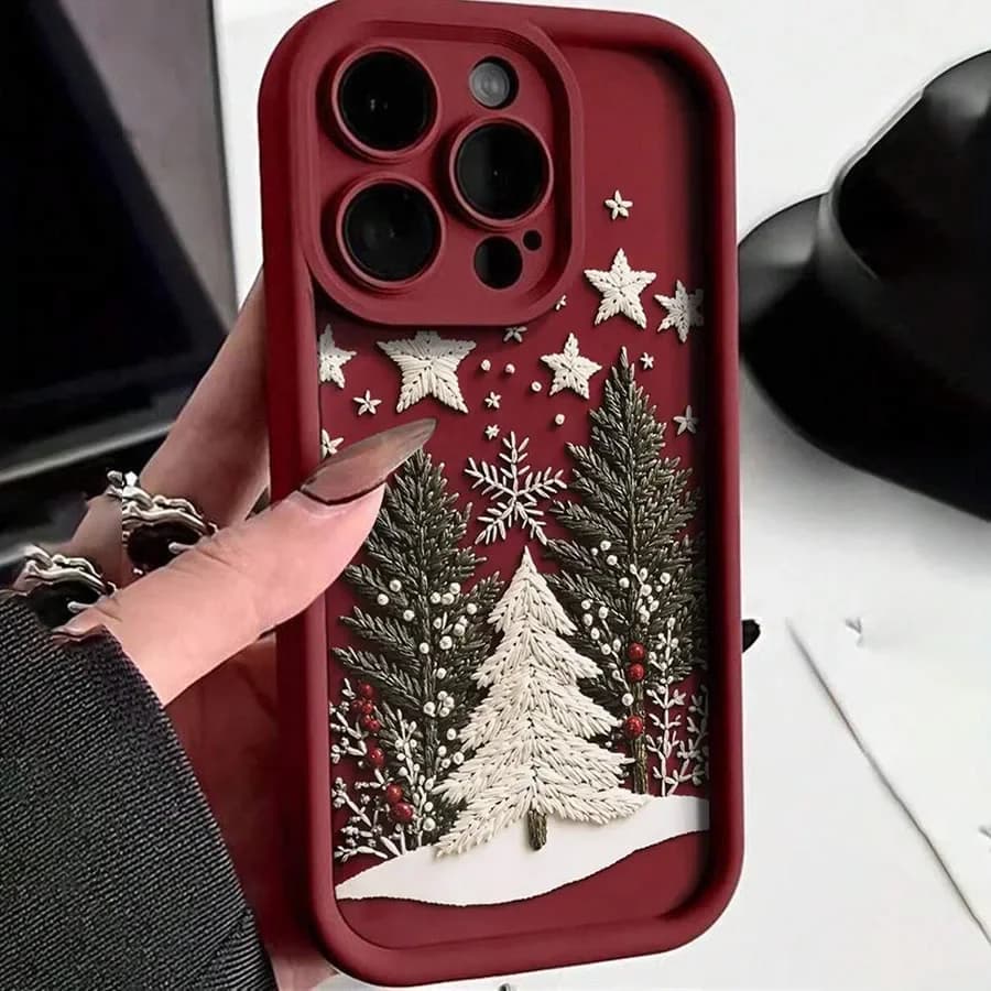 Nuovo Inverno Albero Di Natale Modello di Design Cassa Del Telefono Per iPhone 17 16 Pro Max Air 15 14 13 12 11 XS X XR 7 8 Plus SE2 16e Copertura