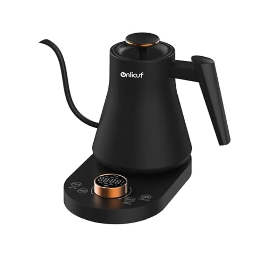 Bollitore Elettrico a Collo d'Oca con Controllo della Temperatura 0.8L per Caffè Pour Over ±1 ° Riscaldamento di precisione F con 7 preimpostazioni, interno in acciaio inossidabile