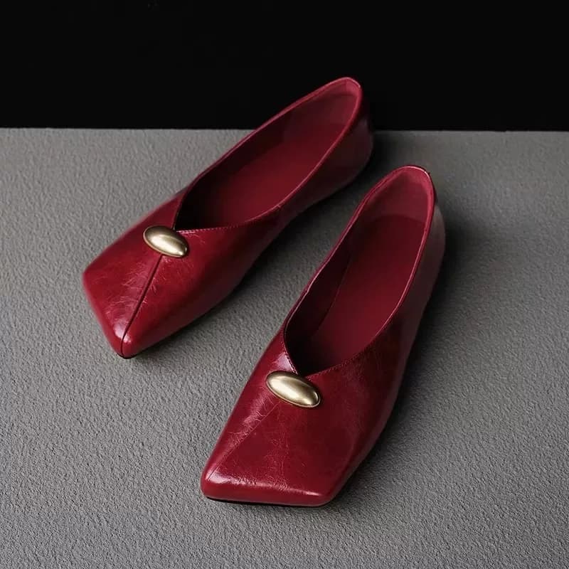 2026 New Single Shoes Women's Soft Sole Soft Leather Square Toe Beautiful and Not Tiring Feet Flat Small Leather Shoes