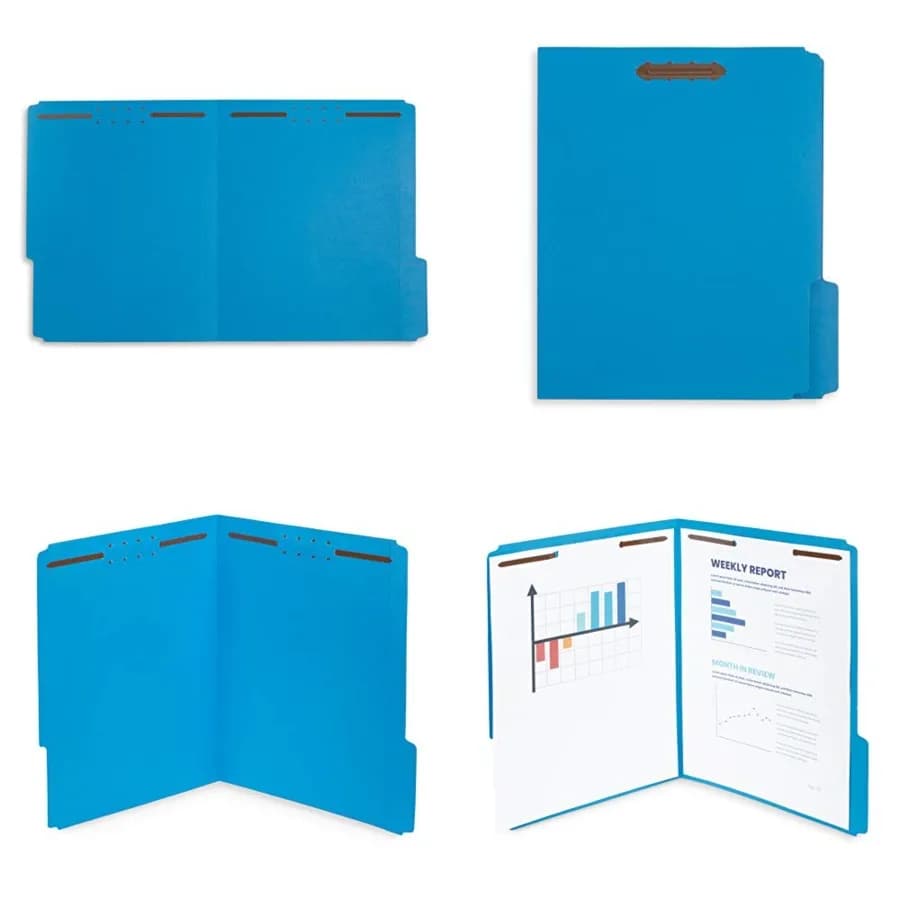 50 Cartelle Portadocumenti con Chiusura a Clip - Linguetta Rinforzata 1/3 - Cartelle Durevoli con Linguette a 2 Punte - Design a 2 Punte per Documenti Medici, Cartelle Clienti Legali