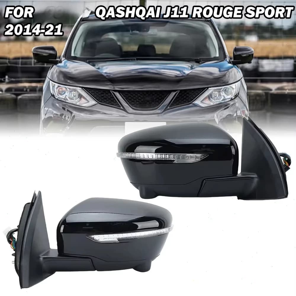 13 Pins Side Rearview Mirror Assembly for X-Trail J11 Rouge Sport 2014-2020 Black With Camera Door Mirror Car Accessories