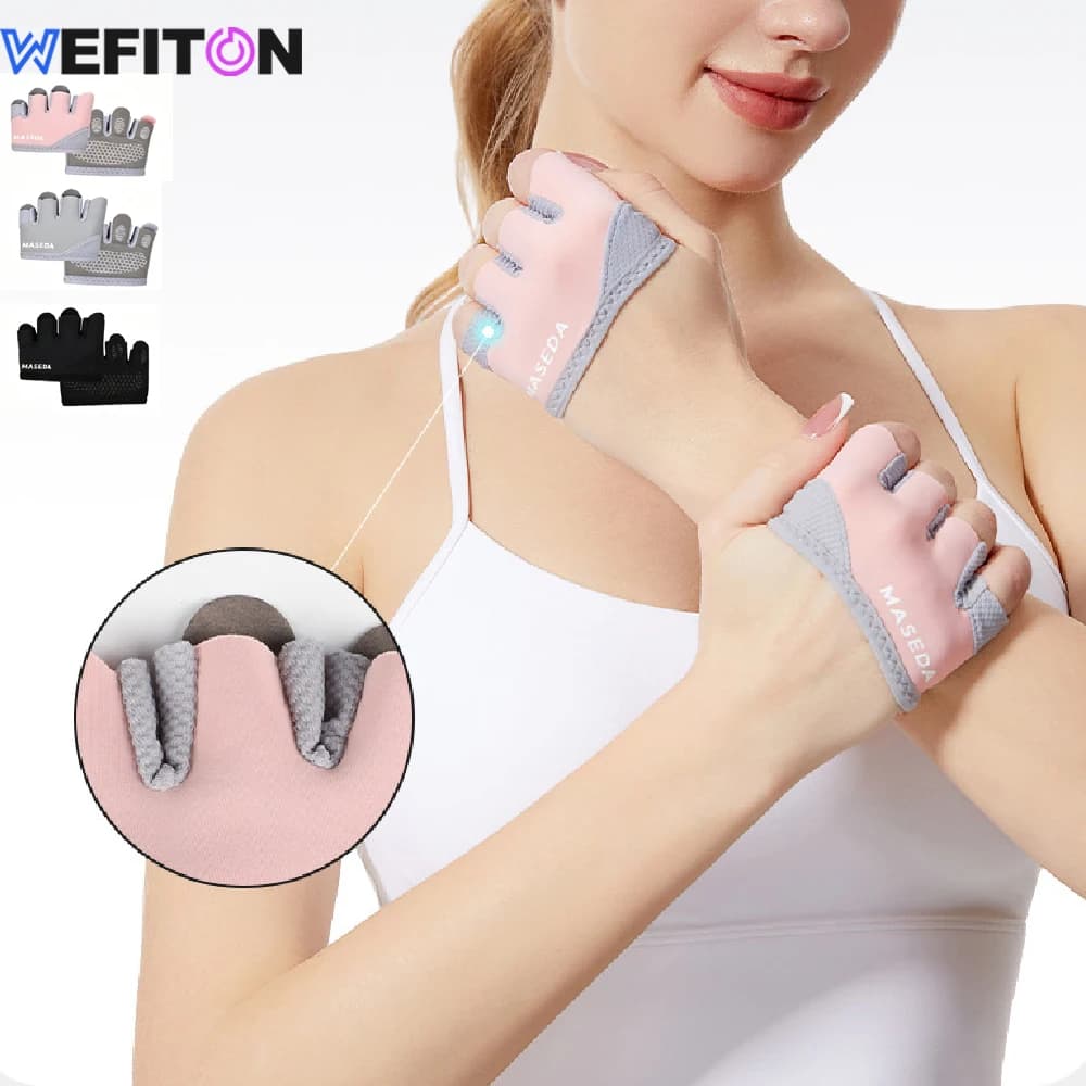 1Pair Breathable Micro Fingerless Gym Gloves - Anti-Slip Padded Hand Guards for Pull Ups, Powerlifting, Cross Training, Cycling