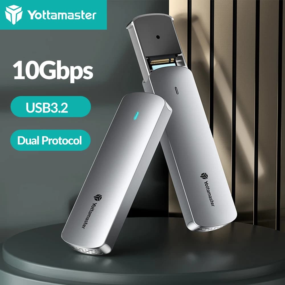 Yottamaster M.2 NVMe/SATA Dual Protocol Hard Disk Enclosure Type-C USB3.2 Gen2 10Gbp SSD custodia esterna HD Storage Box 4TB