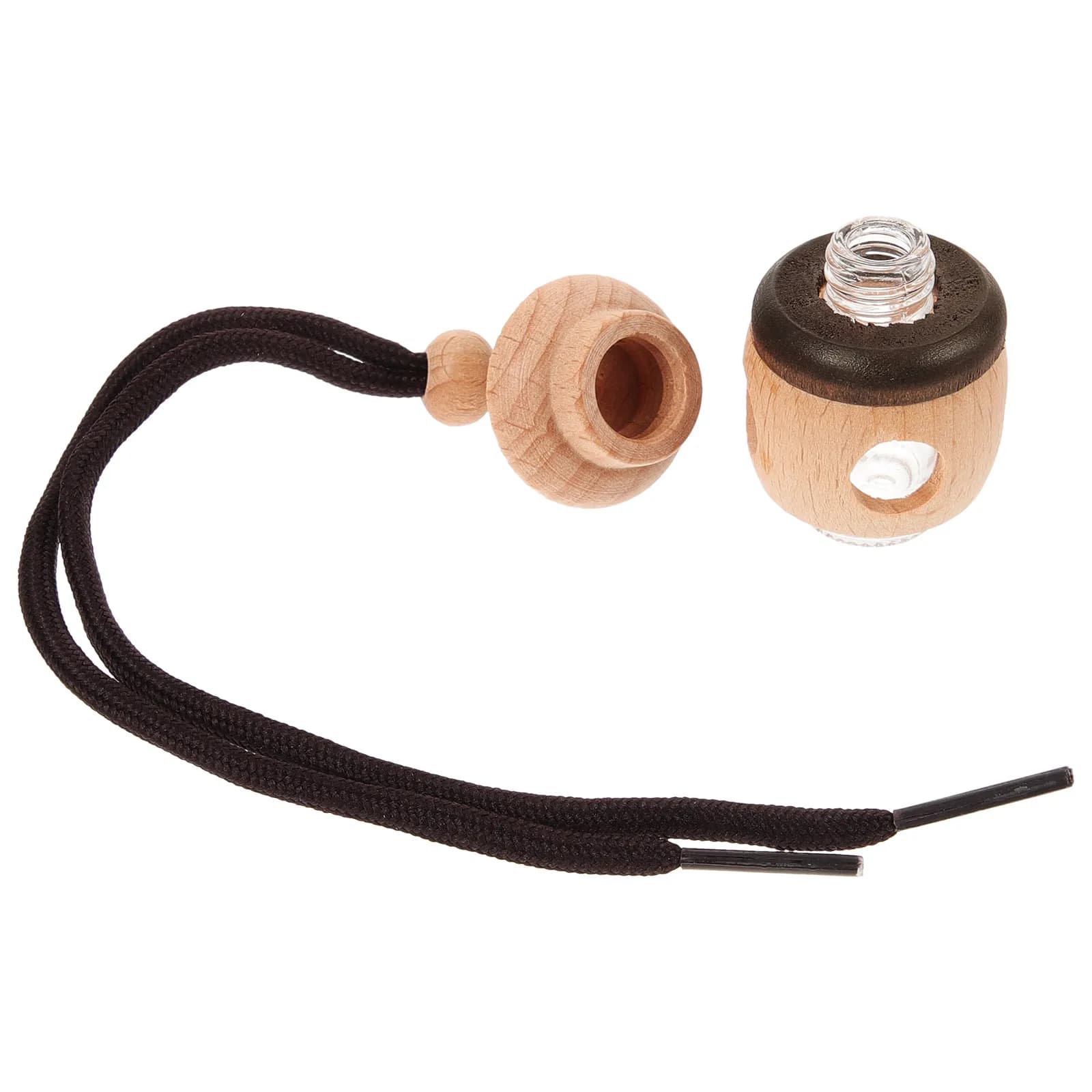 Car Perfume Glass Bottle with Wood Cap Hanging Ornament Empty Refillable Diffuser Bottle Air Freshener Decorative Pendant