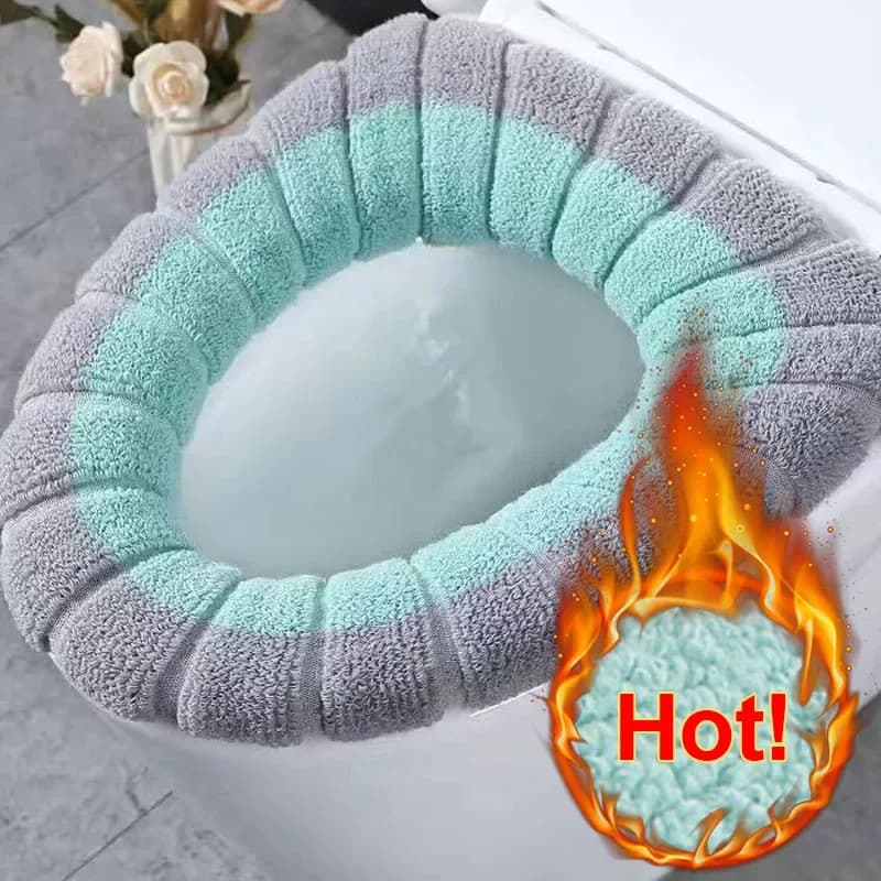 Coprisedile universale per wc invernale caldo cuscino per wc da bagno con manico tappetino per maglieria lavabile accessori per la casa