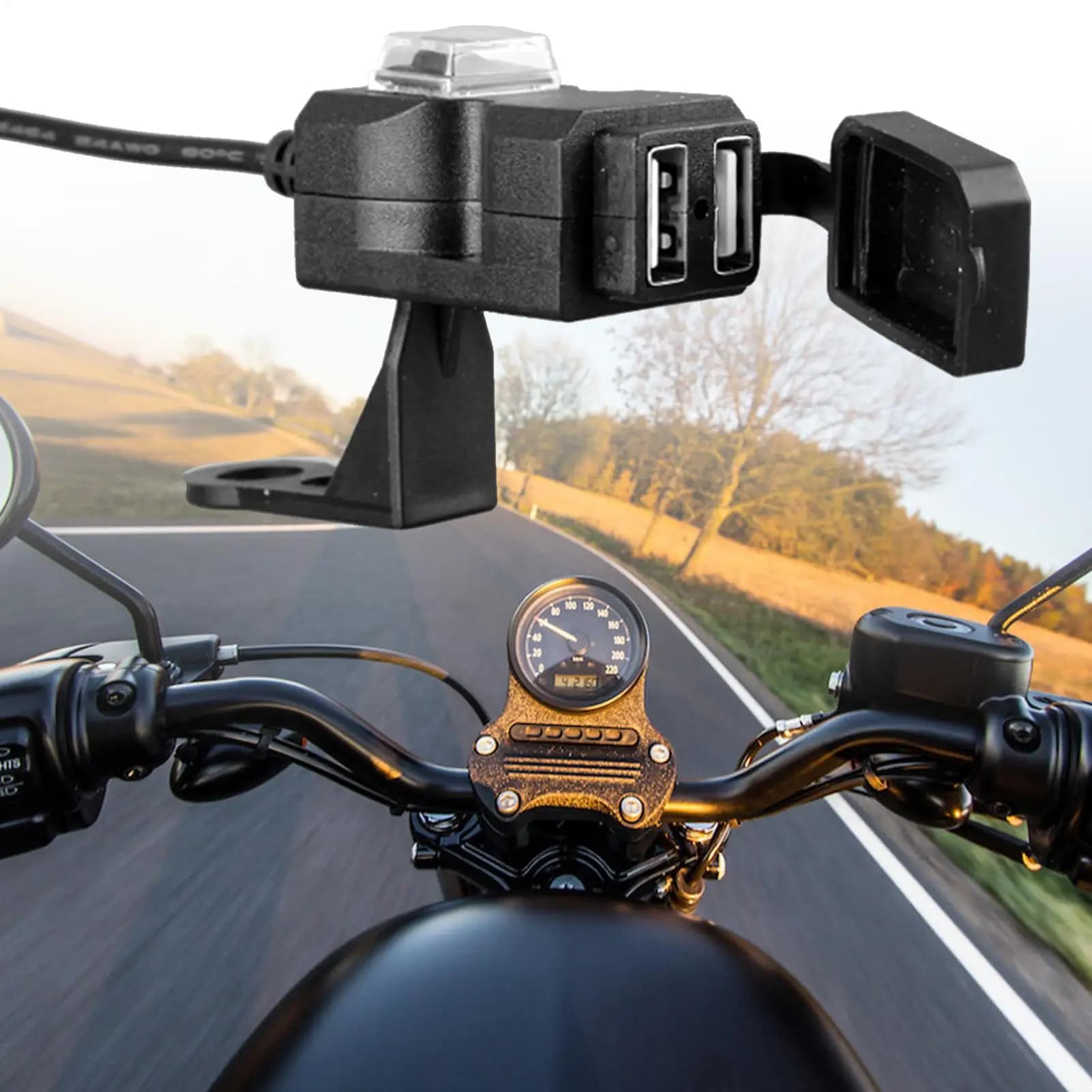 Waterproof USB Adapter for Moto, Quick Charging Door for GPS, Tablet, Dashboard Camera, Moto and Scooter
