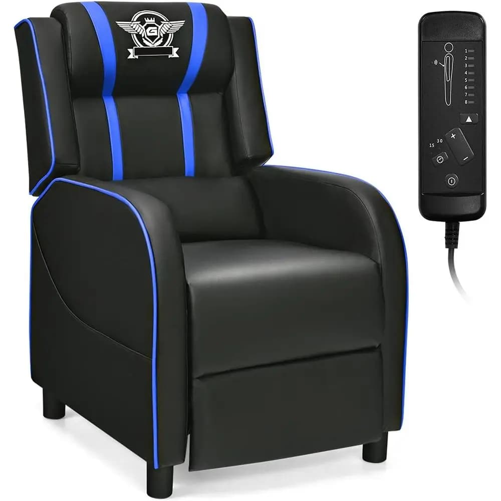Gaming Recliner Chair, Adjustable Massage Gaming Chairs or Adults, Ergonomic Comortable Lounge Leather Soa w/ootrest, Remote Con