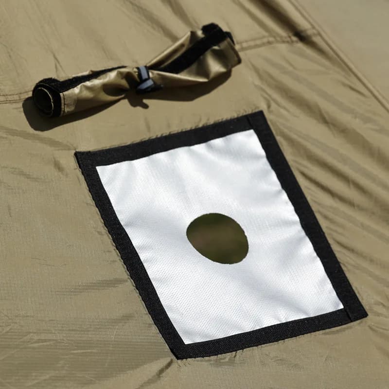 Camping tent in fireproof fabric for fireplace, anti-coating, fire retardant, fiberglass, resistant to high temperatures