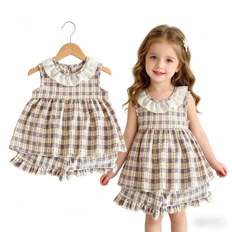 2PCS/set Sleeveless Princess Top +Pants Floral Print, Summer Thin Outfit for Baby Girls Baby Girl Cute Floral Skirt Children Set