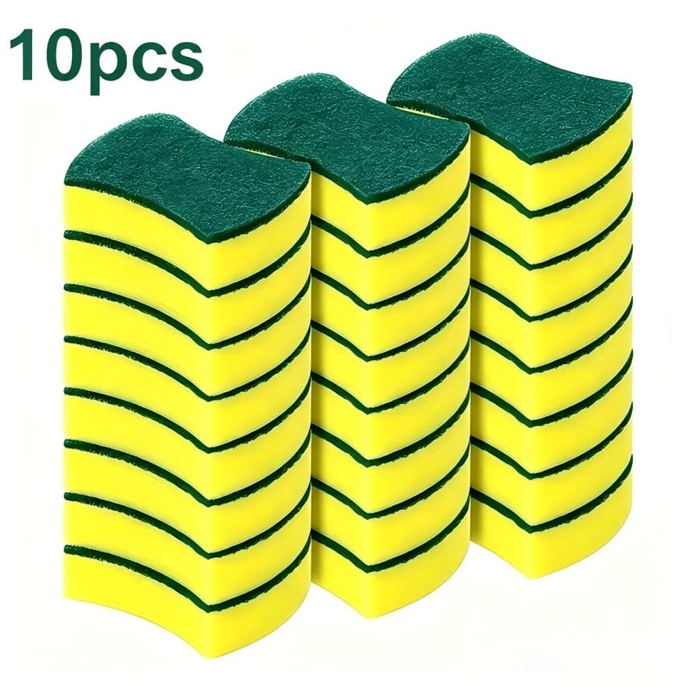 10pcs Kitchen Dishwashing Sponge Soft Absorbent Clean Rub Pot Rust Scouring Pad Removing Kits Household Cleaning Brush Sponge
