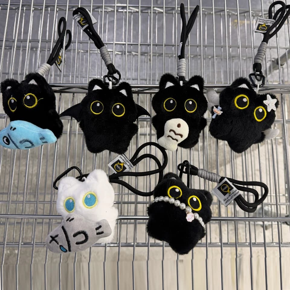 6/1 pcs. Nice Keychain Plush Black Cat, Pendant Bag, Accessories Kawaii for Women and Couples, Gift Idea