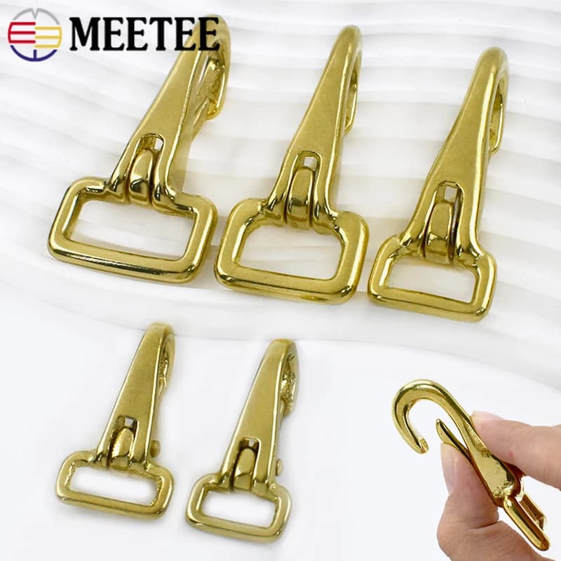 2/5 Pezzi Fibbia in Ottone Massiccio, Gancio di Connessione per Cinghie Borsa, Fibbie a Molla per Fettucce Zaino, Gancio per Collare Cane, Moschettone Portachiavi, Accessori Fai da Te